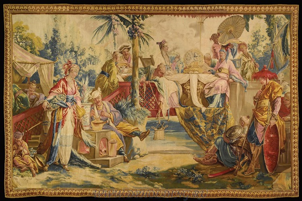 Гобелен «Обед императора», 1758, мануфактура Бове (Beauvais) во Франции, источник – антикварный магазин M. S. Rau Antiques в Новом Орлеане, размеры: 400 x 270 см