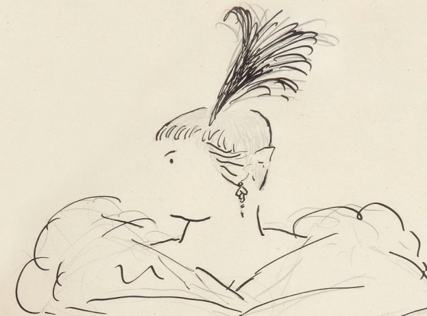 Профиль Миси в эгрете, Жан Кокто. 1917, коллекция Тьерри Бодена, Париж