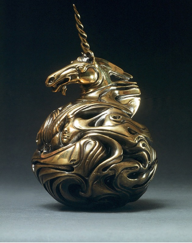 Скульптура «Рождение Единорога». Бронза, серебрение